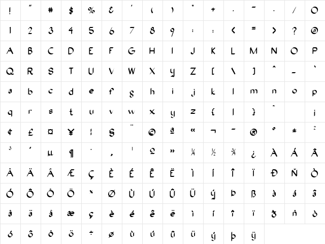 Nival Normal font glyphpreview