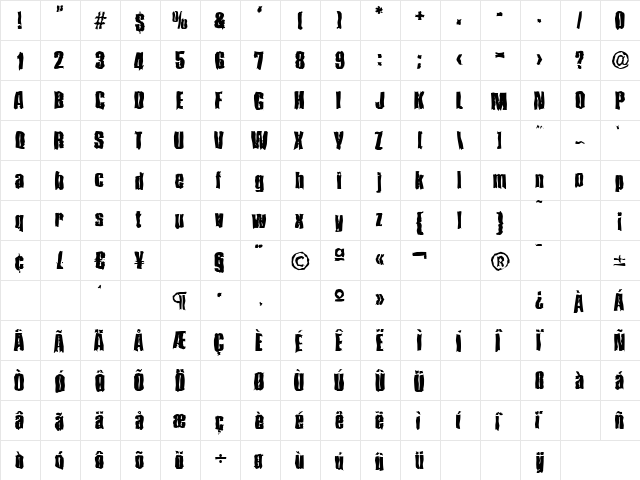 FrankBeckerRandom-ExtraBold Regular font glyphpreview