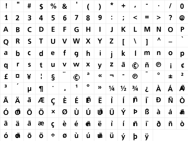 FreewayDemi Medium font glyphpreview