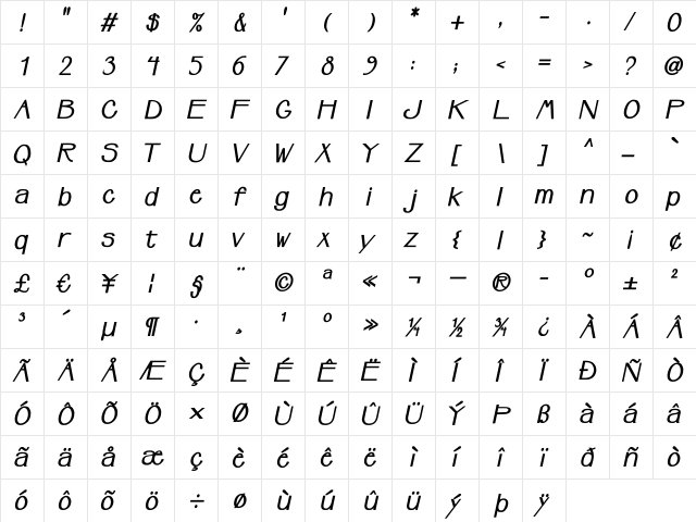 Upperclass Regular font glyphpreview