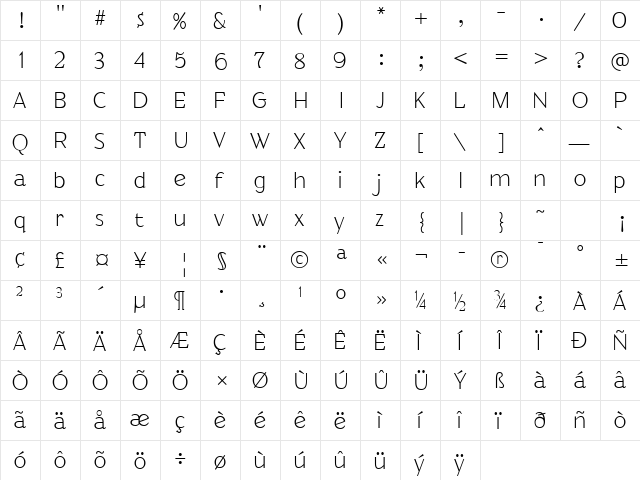 Qualettee Regular font glyphpreview