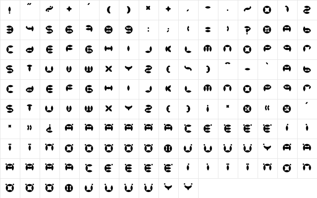 BD Beans Regular font glyphpreview