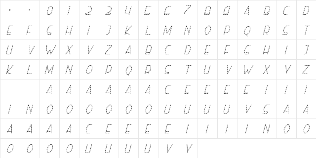 Right Hand Light Italic Dash Regular font glyphpreview