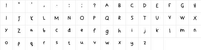 Lefthanded No Smudge Regular font glyphpreview