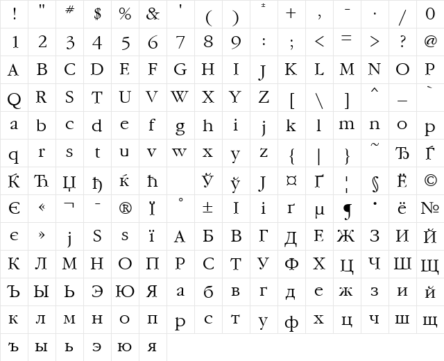 ft Regular font glyphpreview