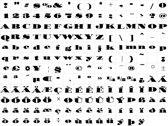 OzwaldITC Regular font glyphpreview