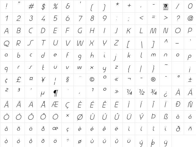 Quesat Light Demo Italic font glyphpreview