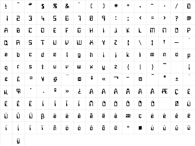 OverdraftSSK Regular font glyphpreview