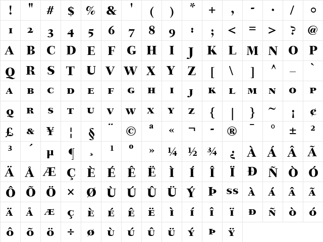 Fairfield LH HeavySC Regular font glyphpreview