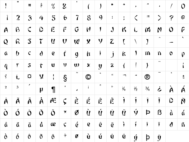 Orient1 Normal font glyphpreview