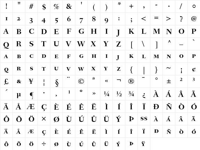 Fairfield LH 75 Bold Small Caps & Old Style Figures font glyphpreview