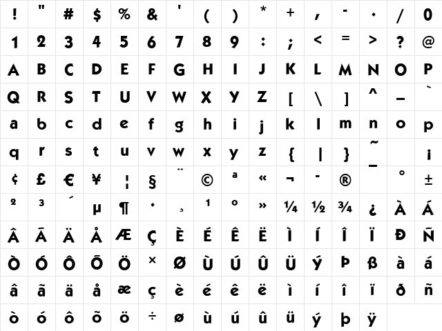 Koblenz-Bold Regular font glyphpreview