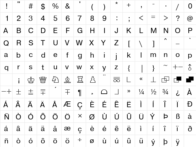 CA Chess Regular font glyphpreview