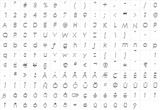 BradBeckerOutline Italic font glyphpreview