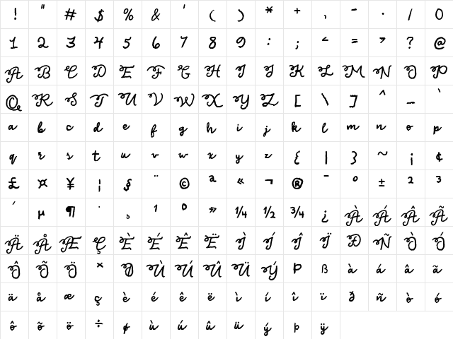 Texas Twilight Regular font glyphpreview