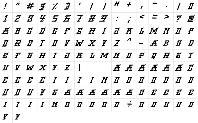 VIRGIL BLACK Italic font glyphpreview