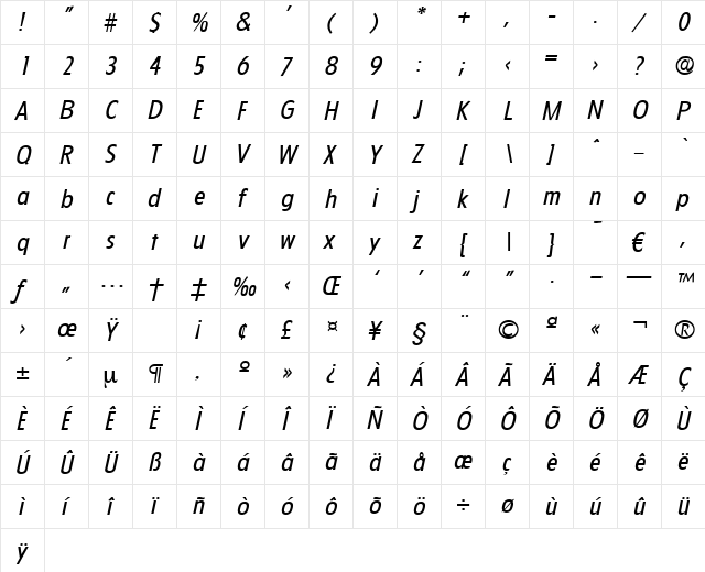 Florida-RegularIta Regular font glyphpreview