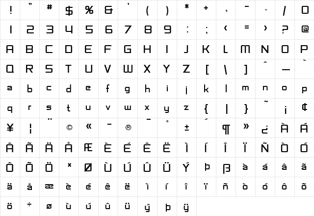 SF Chaerilidae Regular font glyphpreview
