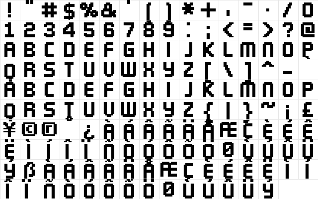 FFF Silver Extended Regular font glyphpreview