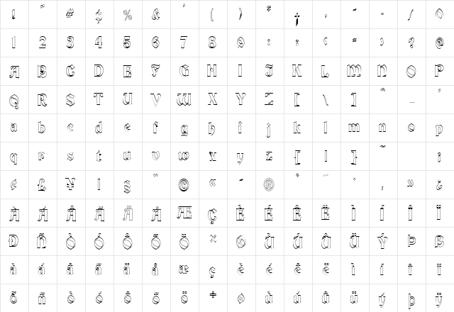 Brandywine-Hollow-Condensed Normal font glyphpreview