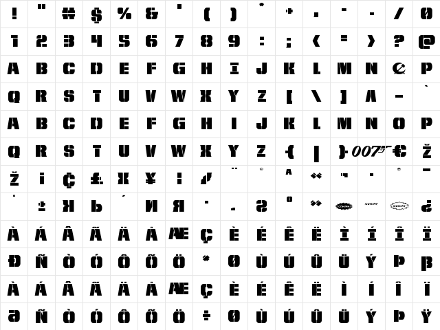 From BOND With Love Expanded Expanded font glyphpreview