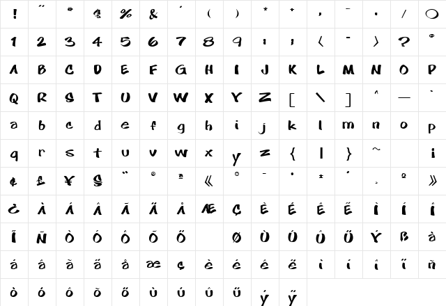 Cartoon Regular font glyphpreview