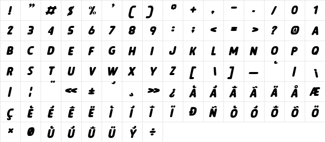 LEGEND OF THE WHITE LION Italic font glyphpreview