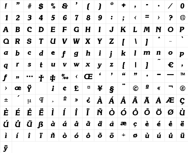 Korinth-BoldIta Regular font glyphpreview