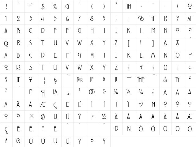 RennieMackintoshITC Regular font glyphpreview