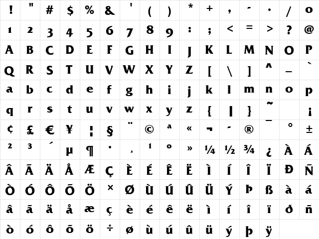 Fremont-Osf Bold font glyphpreview