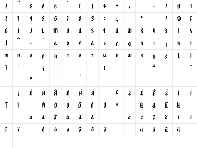 modern goth Regular font glyphpreview
