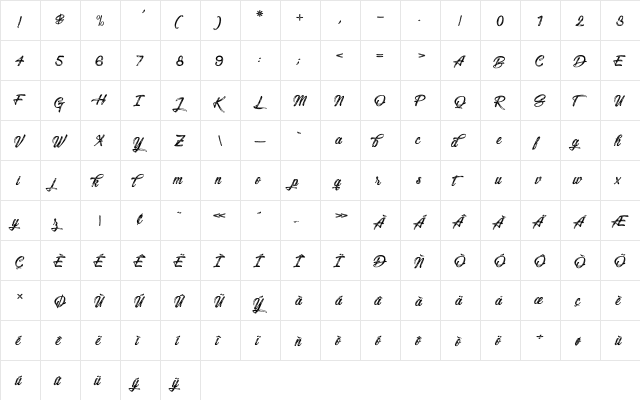Snowboarding Regular font glyphpreview