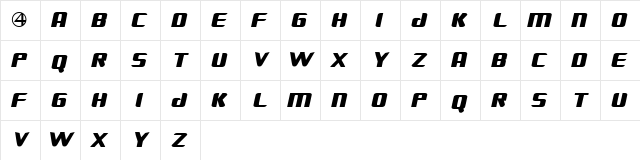 FANTASTIC FOUR MOVIE SLANT Regular font glyphpreview