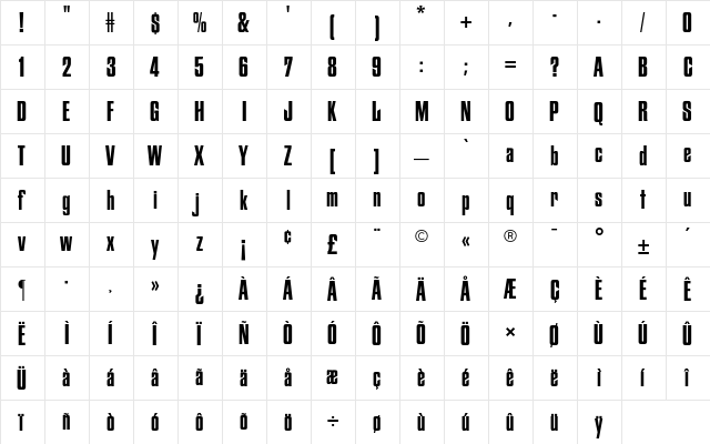 Fiorello CG Condensed Regular font glyphpreview