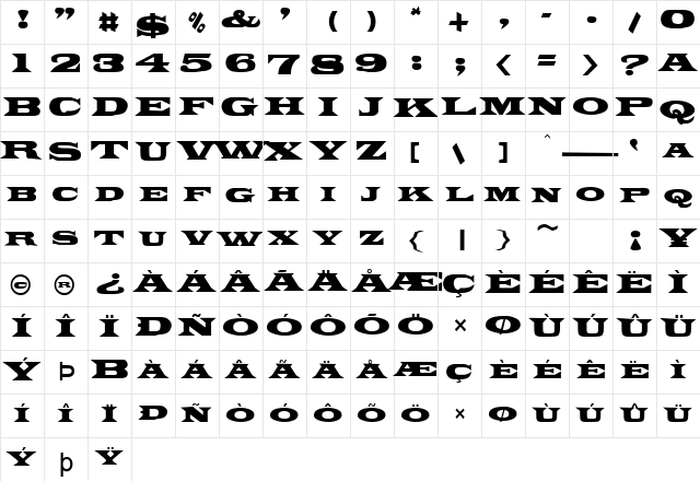 FZ JAZZY 26 Normal font glyphpreview