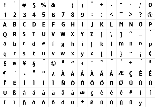 TFForever Demi font glyphpreview