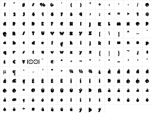 Arbuckle Inline NF Regular font glyphpreview