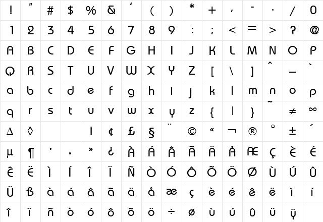 RoundHouseMedium DB Regular font glyphpreview
