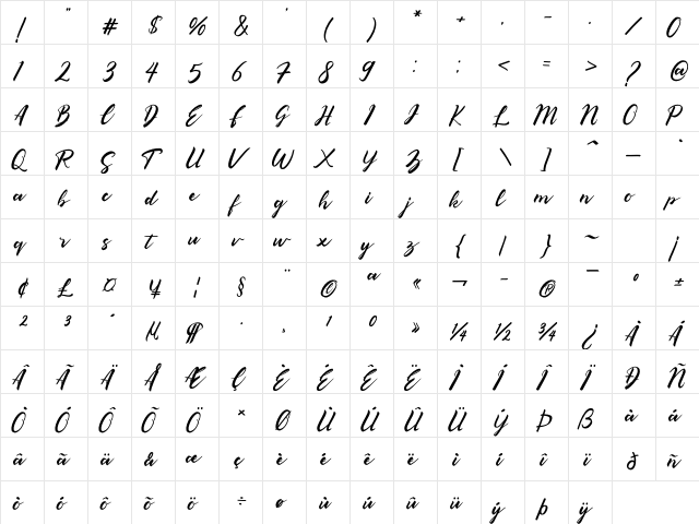 Qasshim Regular font glyphpreview