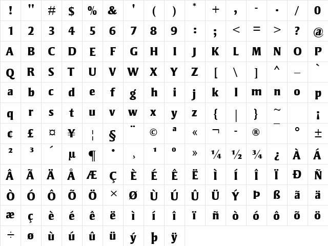 Strayhorn MT Extra Bold Regular font glyphpreview