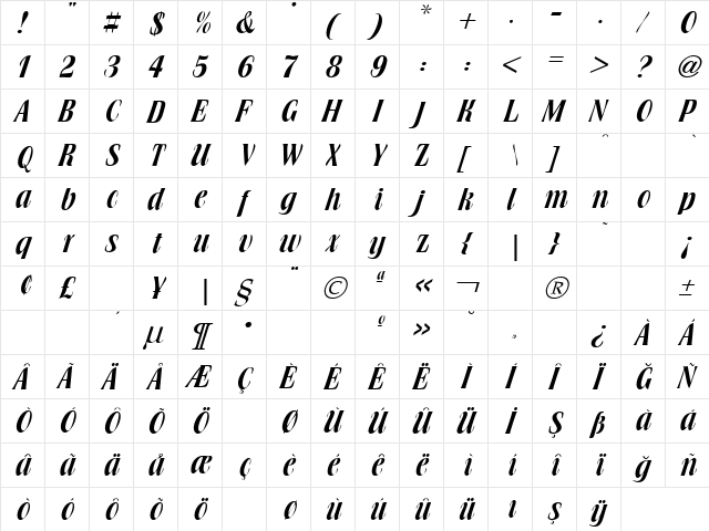 TR Brochure Regular font glyphpreview