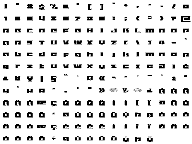 Turbo Charge Punch Regular font glyphpreview