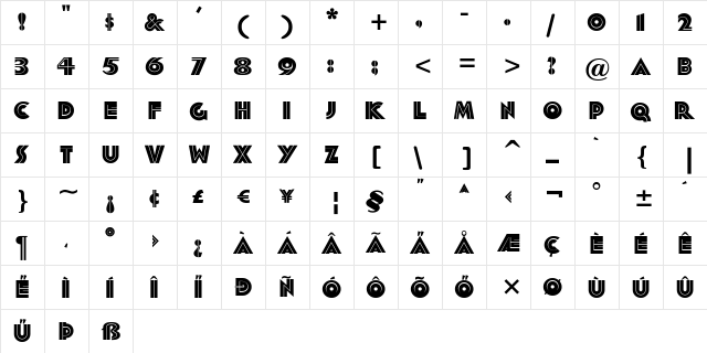 Forty-SecondStreet Regular font glyphpreview