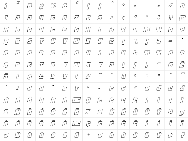 Funk Machine Outline Italic Italic font glyphpreview