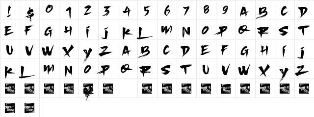 SlackerBrush Regular font glyphpreview