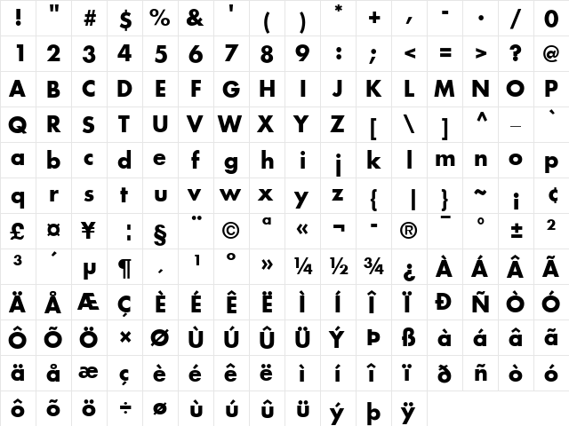 Futura Book Bold font glyphpreview