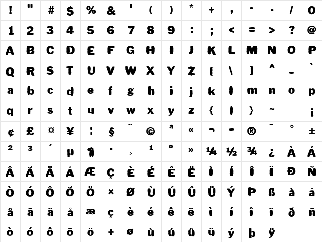 FZ BASIC 56 MANGLED Normal font glyphpreview