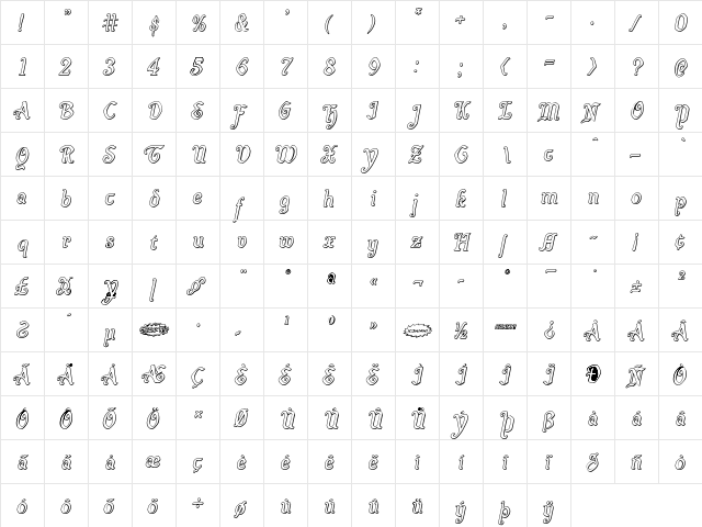 Quill Sword Outline Italic Outline Italic font glyphpreview