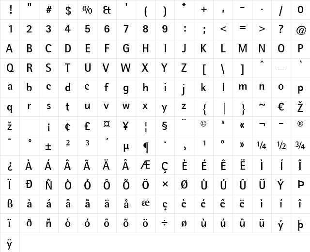 Agfa Rotis Semisans Bold font glyphpreview
