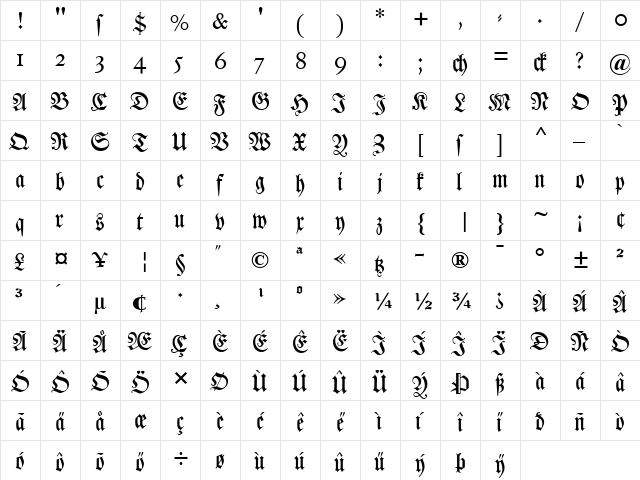 DS Luthersche Titel Regular font glyphpreview